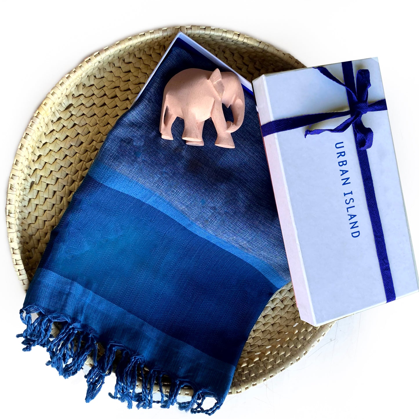 Artisanal Handloom Navy Blue Scarf Silk