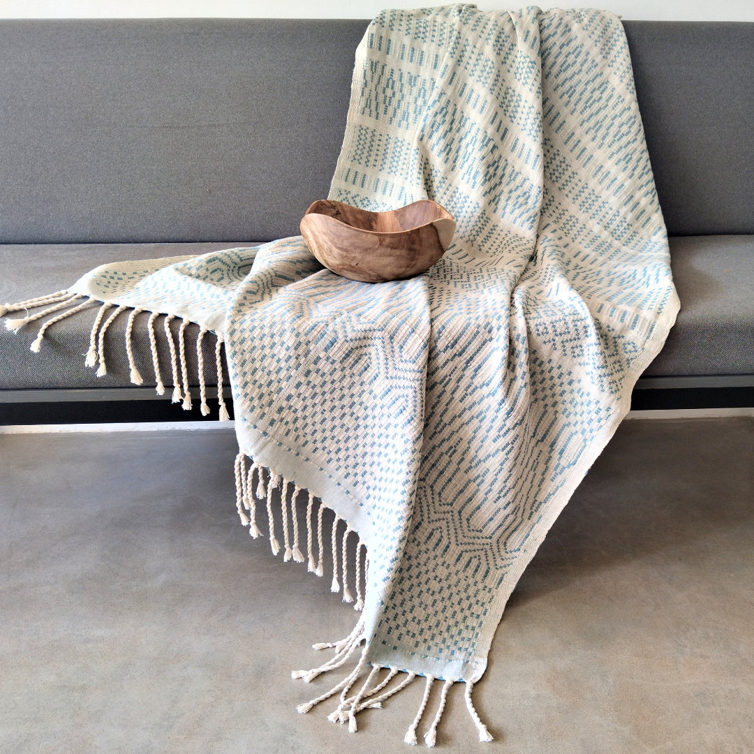 Handwoven Nagolla denim blue throw