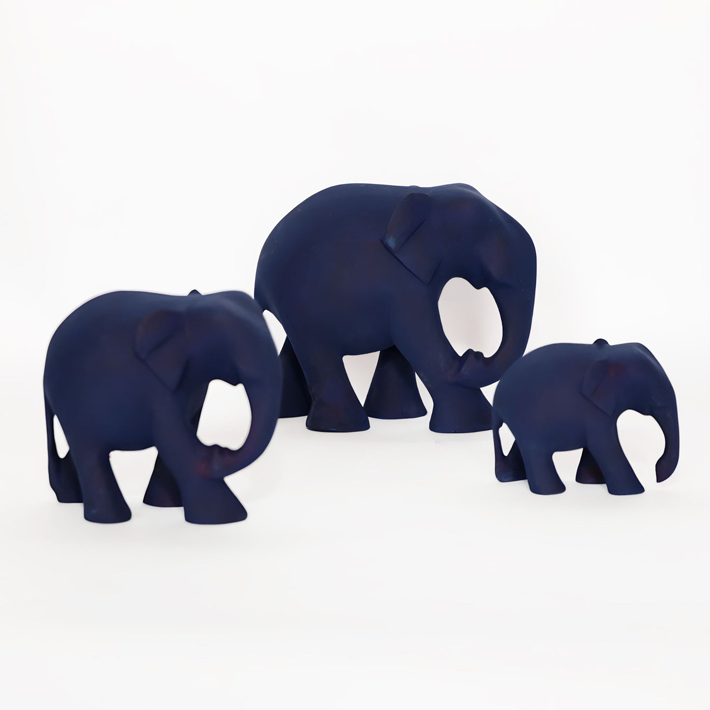 Wooden Handcarved Elephant - Navy Blue