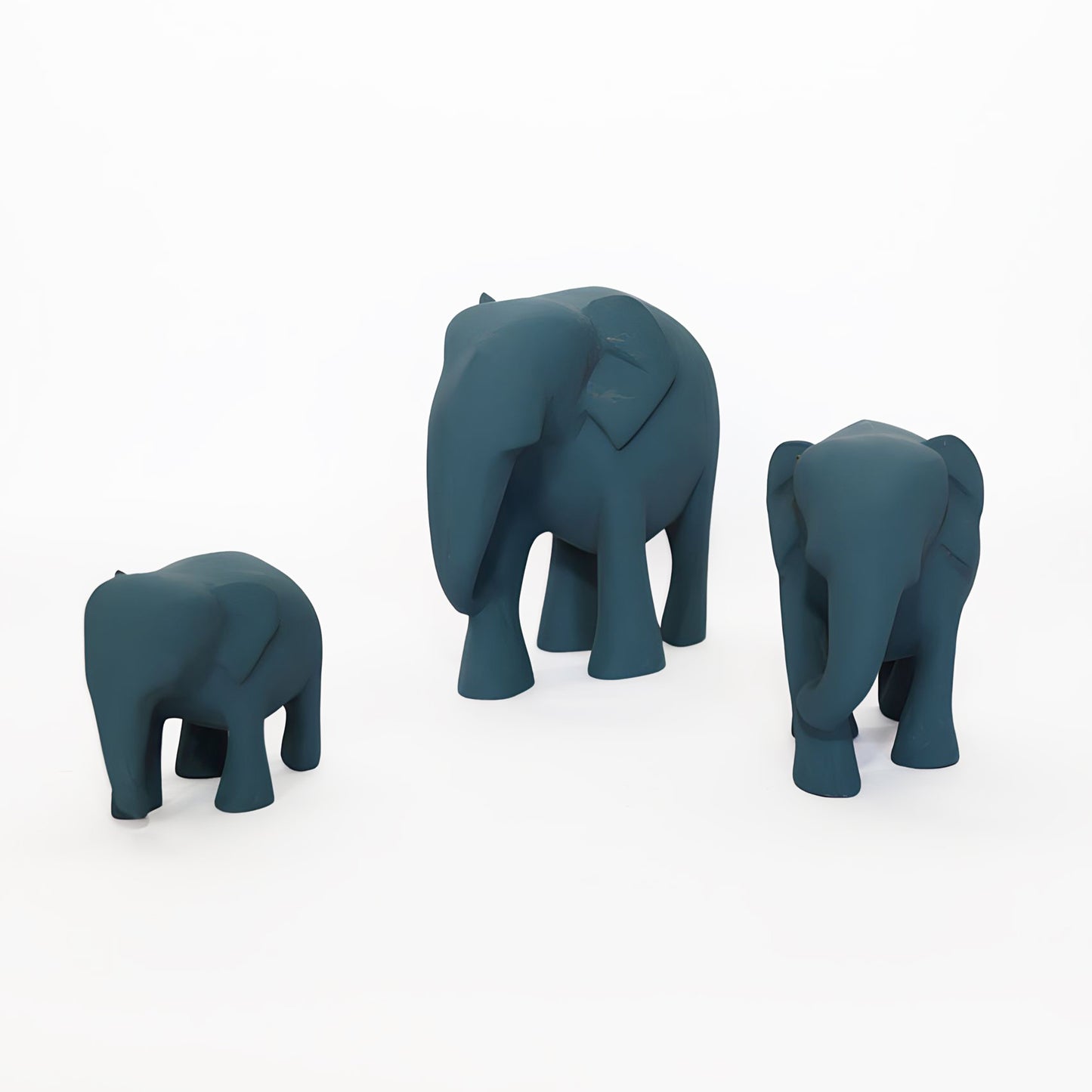 Wooden Handcarved Elephant - Denim Wash