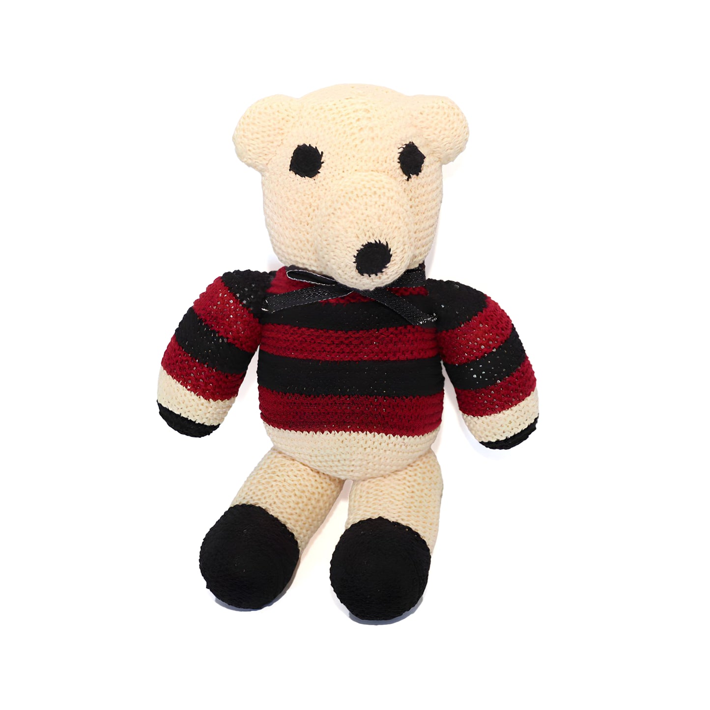 Hand Knitted Teddy Bears - White / Red