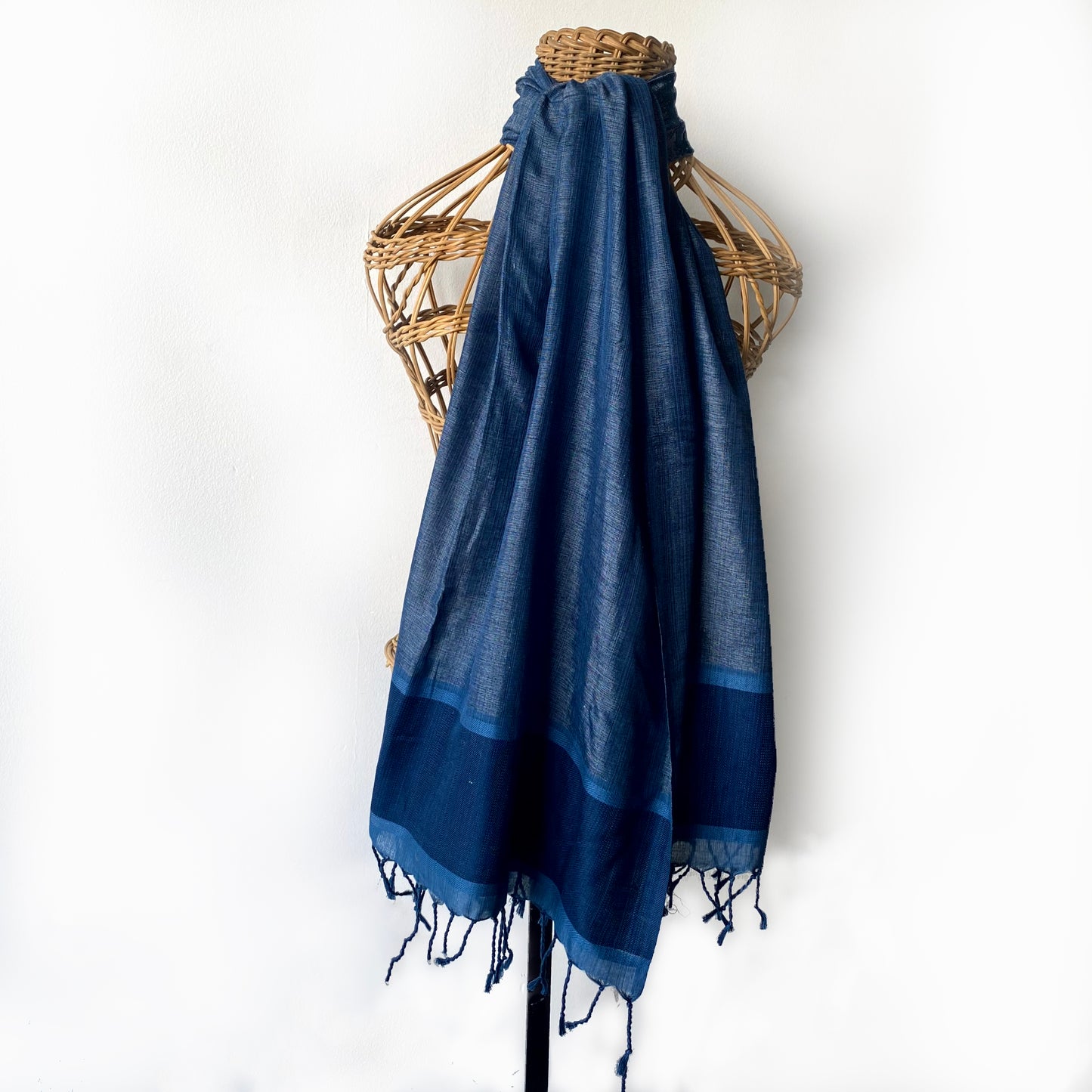 Artisanal Handloom Navy Blue Scarf Silk