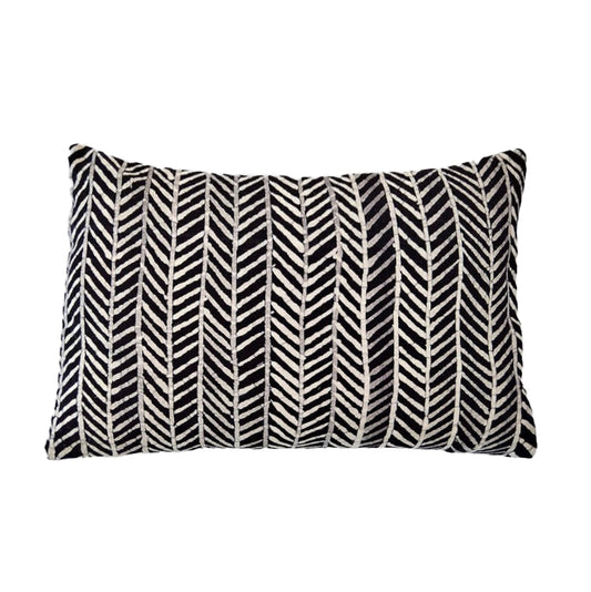 Artisanal Batik Lumber Pillow - Iratu - Black
