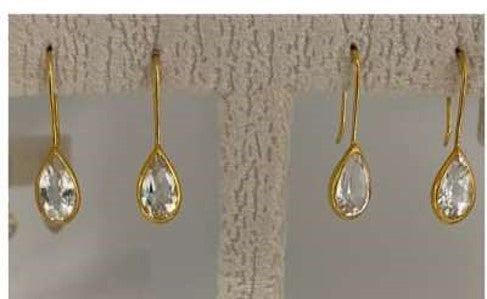 Earrings - White Topaz/Gold plated sterling silver