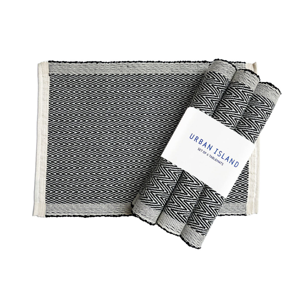 Handwoven Placemat - Mini Herring - Black