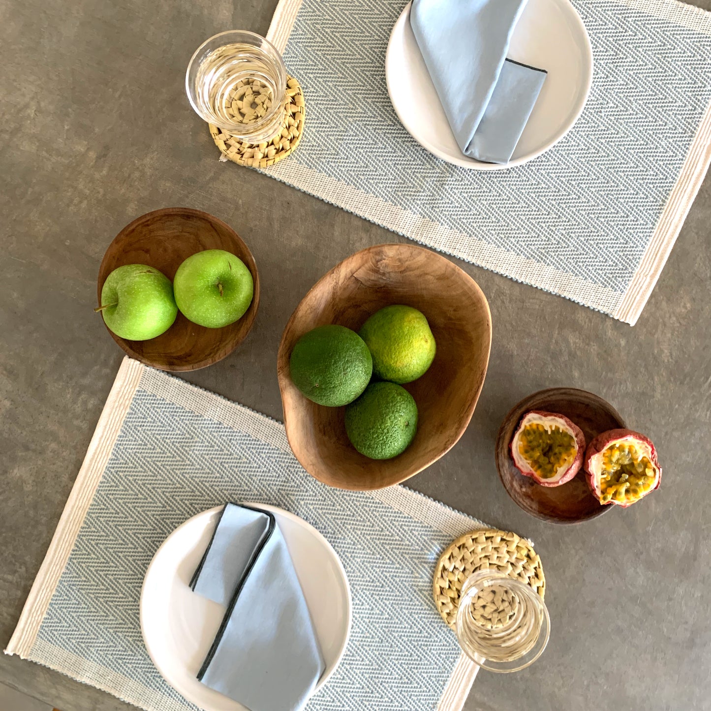 Handwoven Placemat Mini Herring– Pale Ice Blue