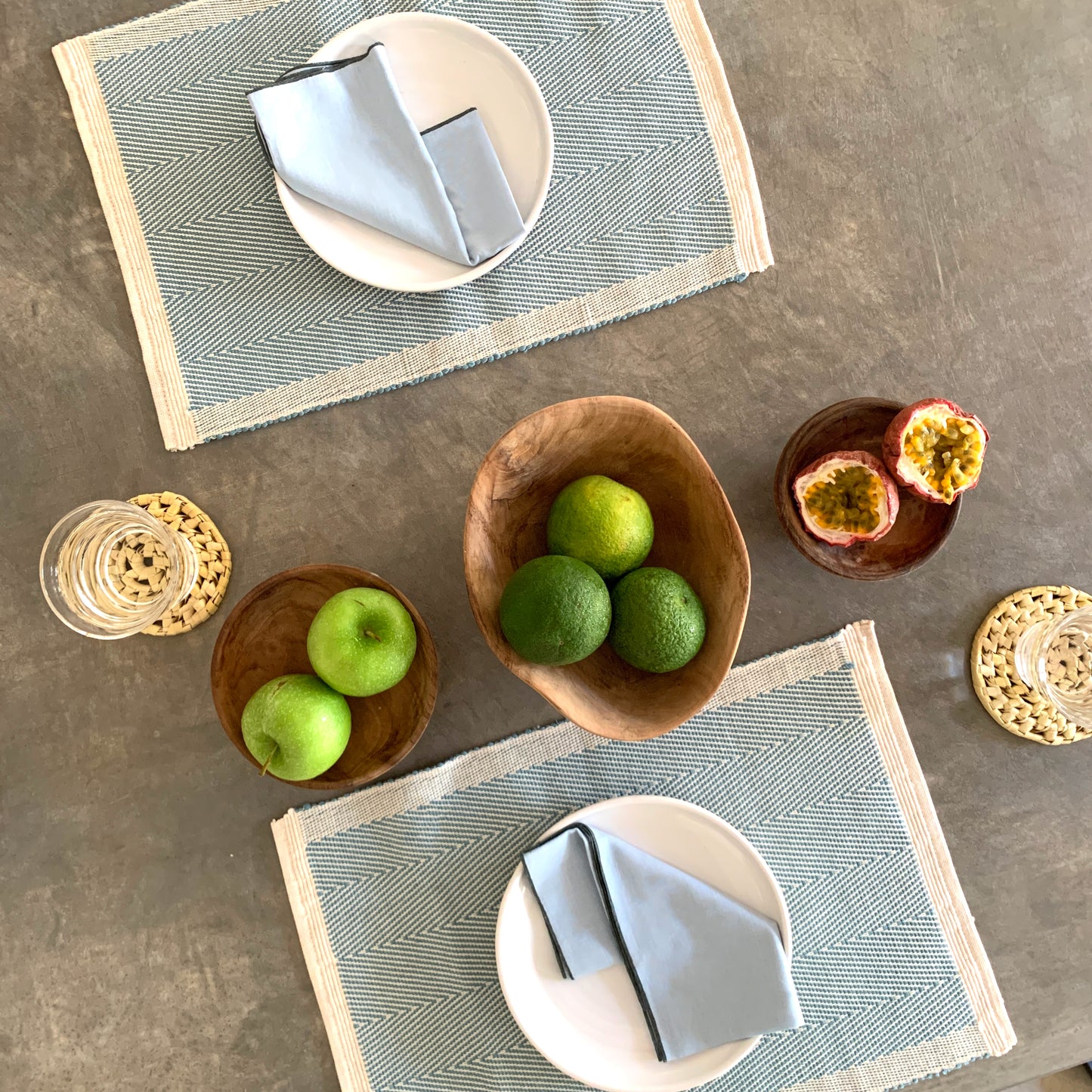 Handwoven Placemat Mini Herring– Cerulean Blue