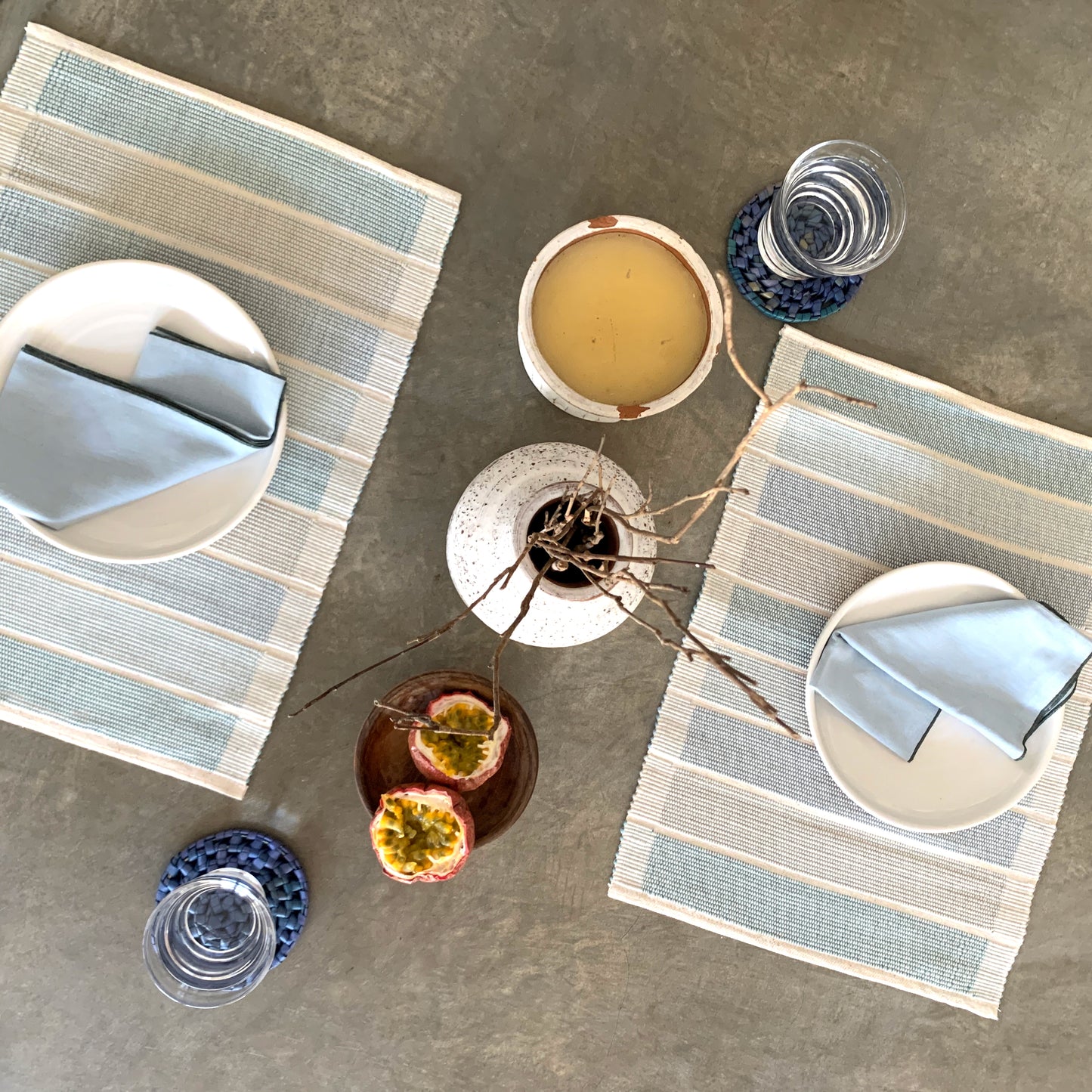 Handwoven Placemat Multi Colored Rib