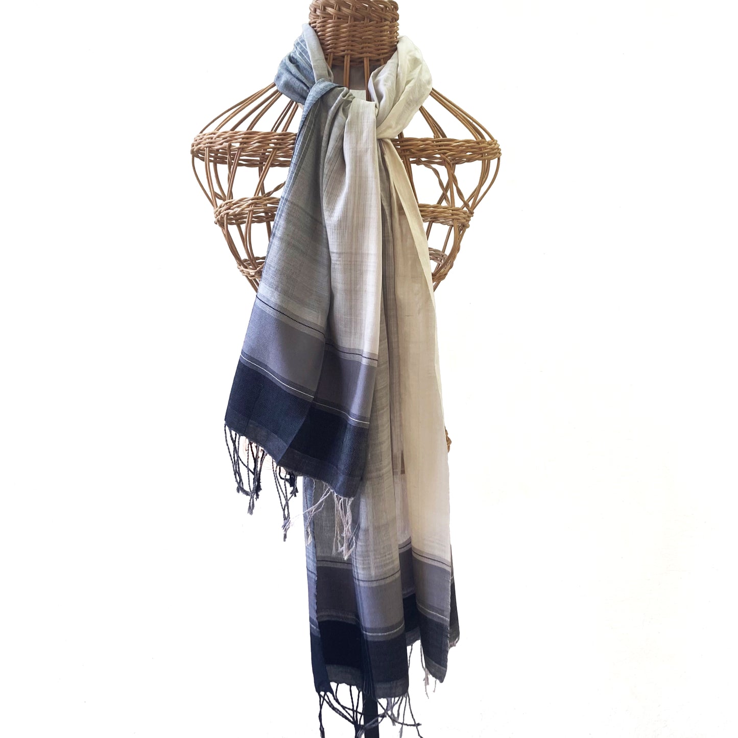 Handwoven Ombre Gloom Shawl - Cotton