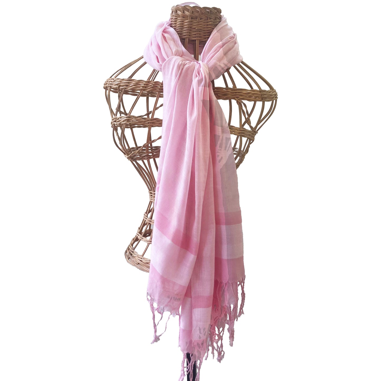 Handwoven Peach Pink shawl - Cotton