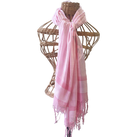 Handwoven Peach Pink shawl - Cotton