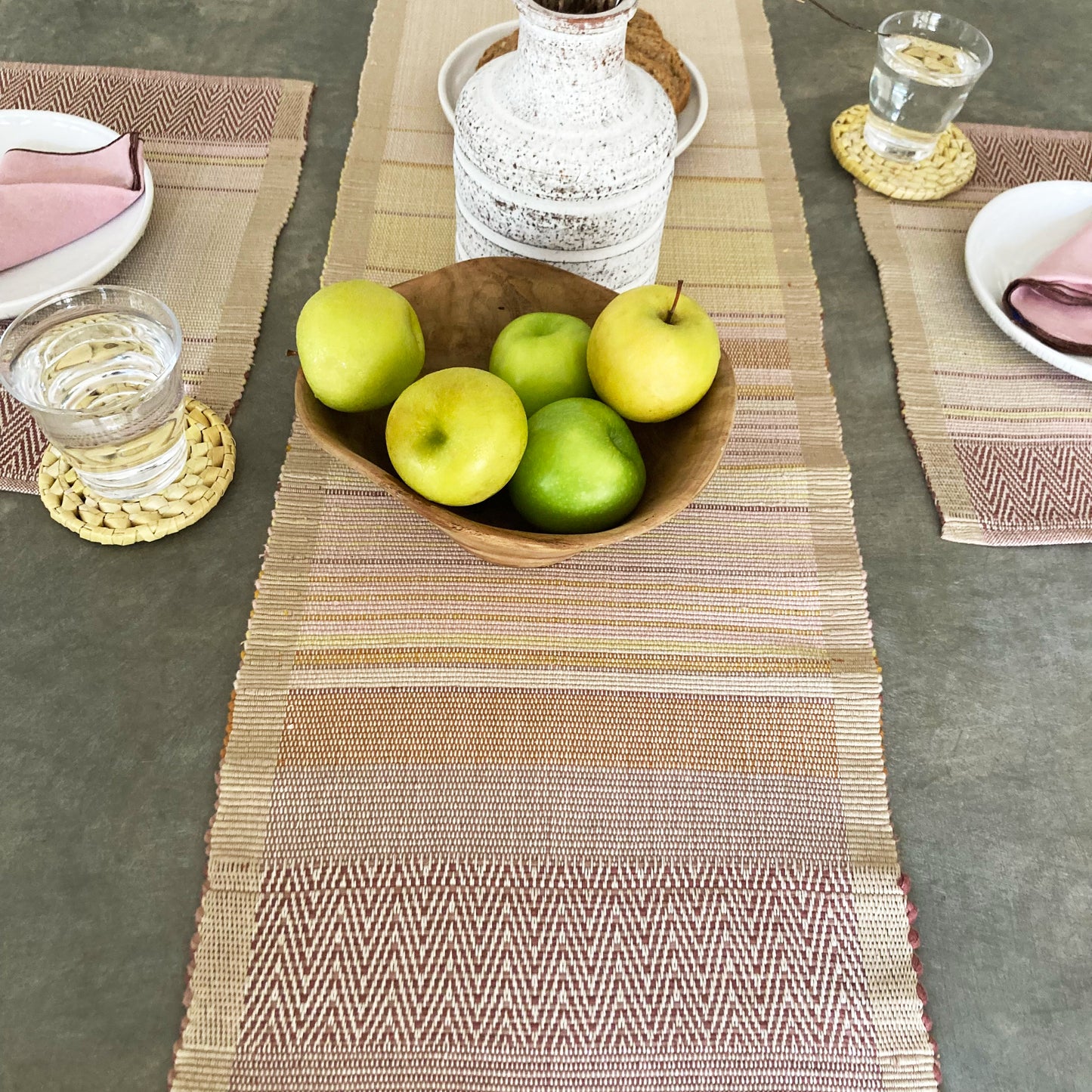 Handwoven sunset table runner