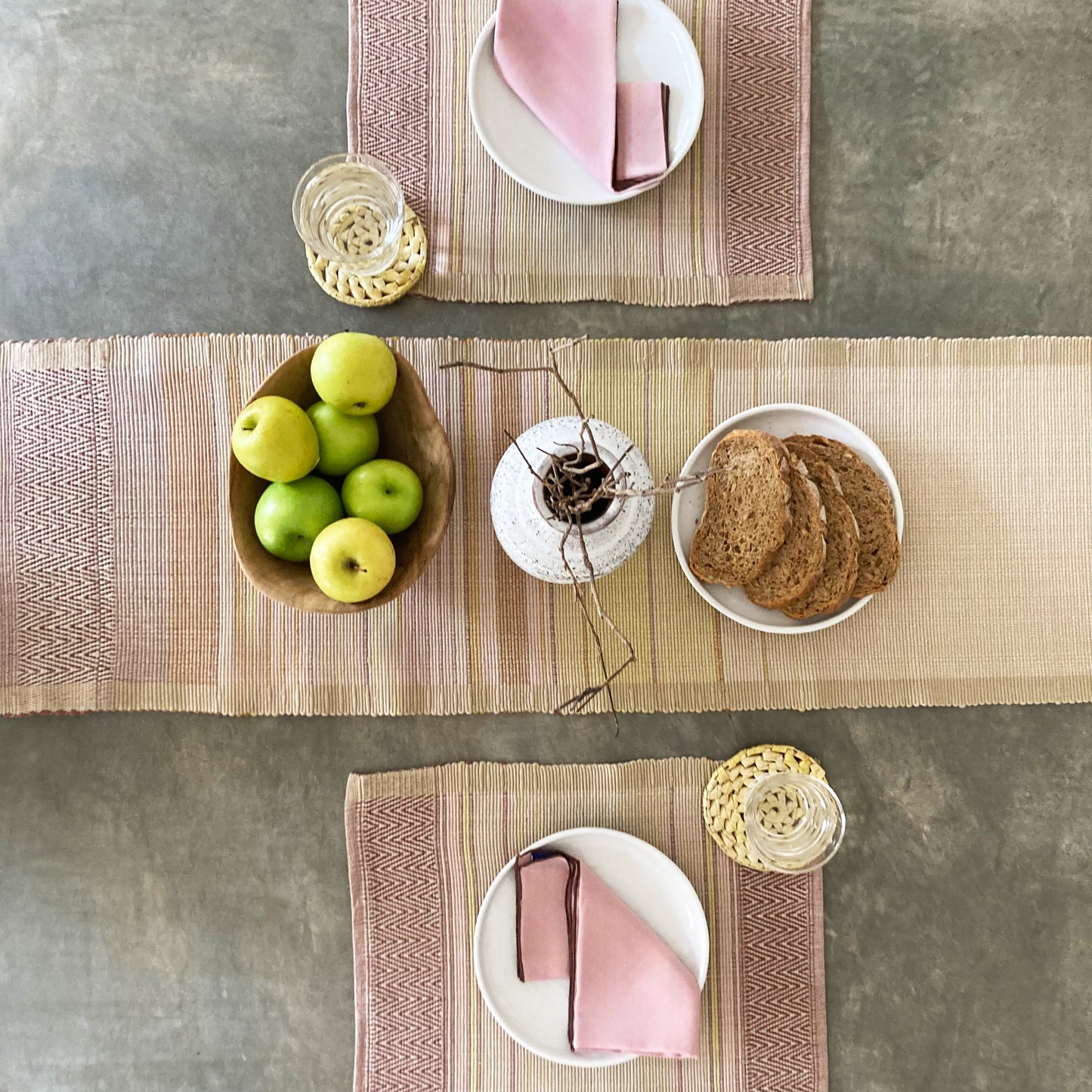 Handwoven sunset table runner