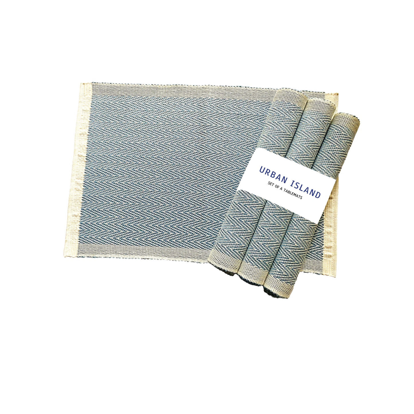 Handwoven Placemat Mini Herring– Pale Ice Blue
