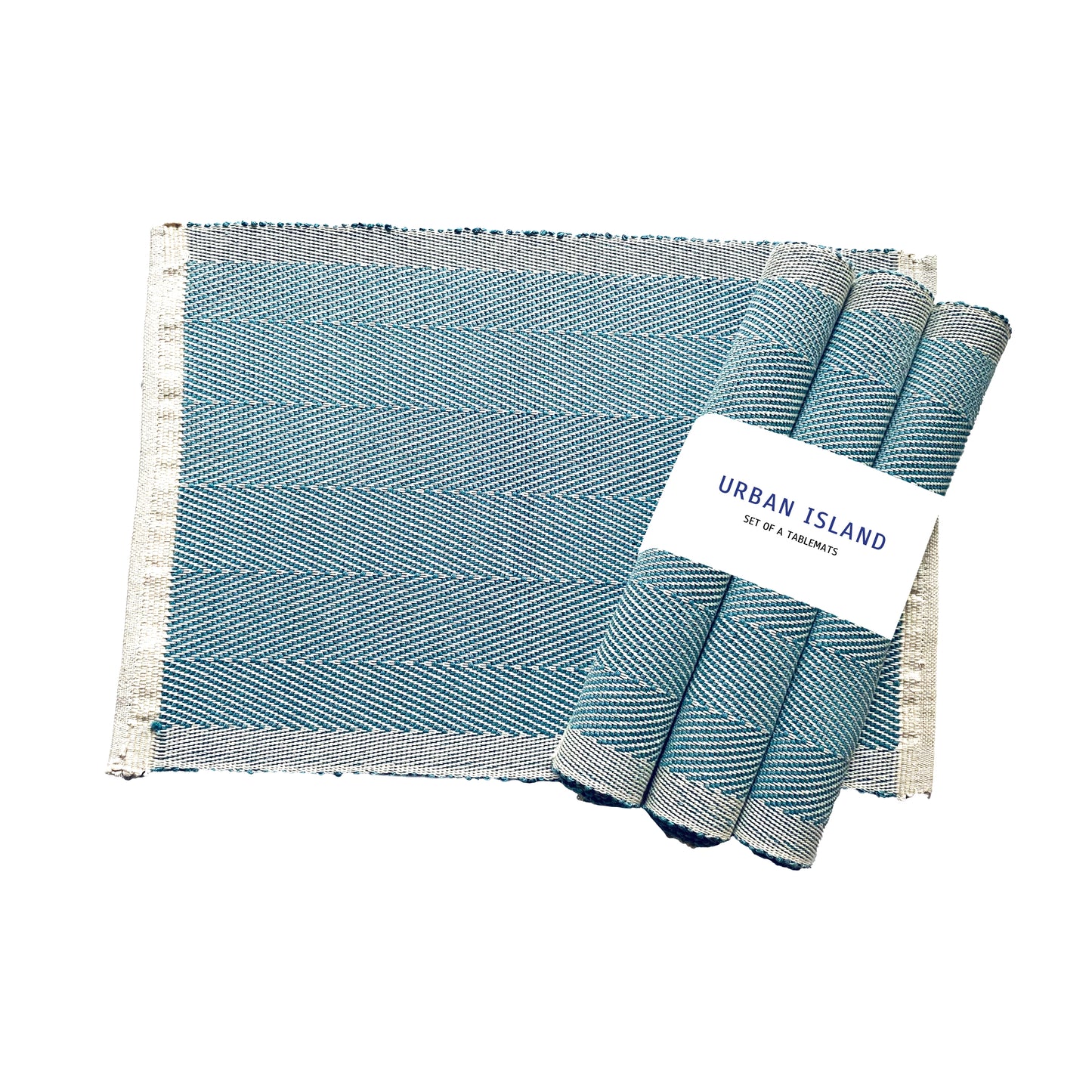 Handwoven Placemat Mini Herring– Cerulean Blue
