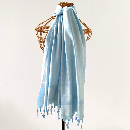Artisanal Handloom Pale Blue Scarf Silk