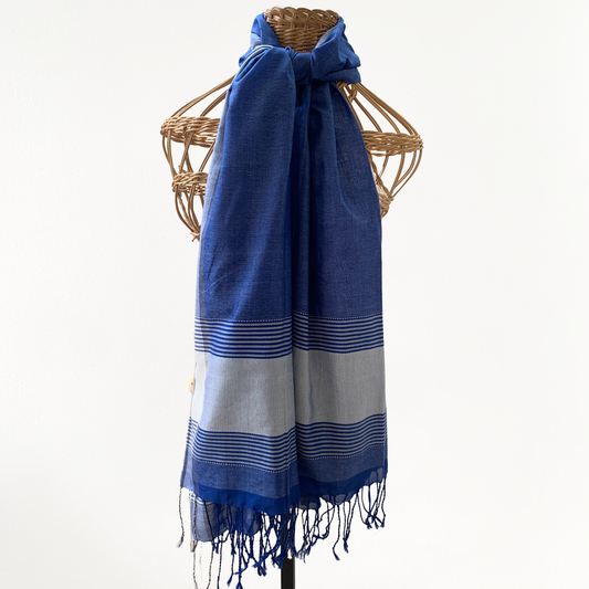 Artisanal Handloom Royal Blue  Scarf