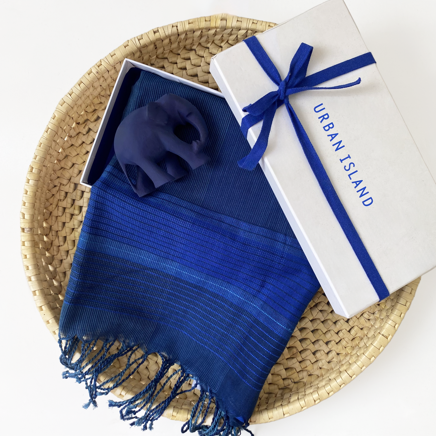 Artisanal Handloom Navy Blue Scarf Cotton