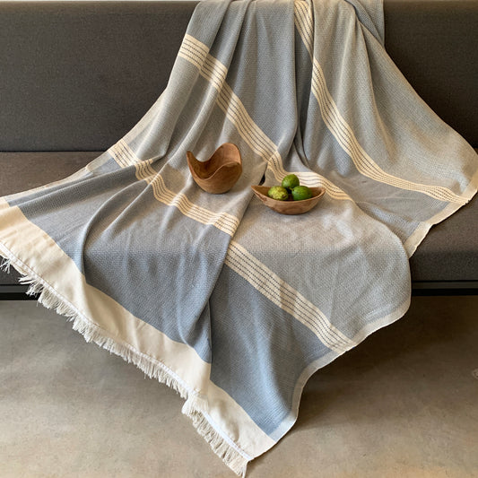 Handwoven Macadame Light Weight Throw- Raw warp with Alu weft