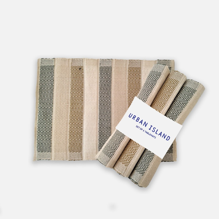 Handwoven Mini Herring Placemat Multi Colored – Raw & Pearl White