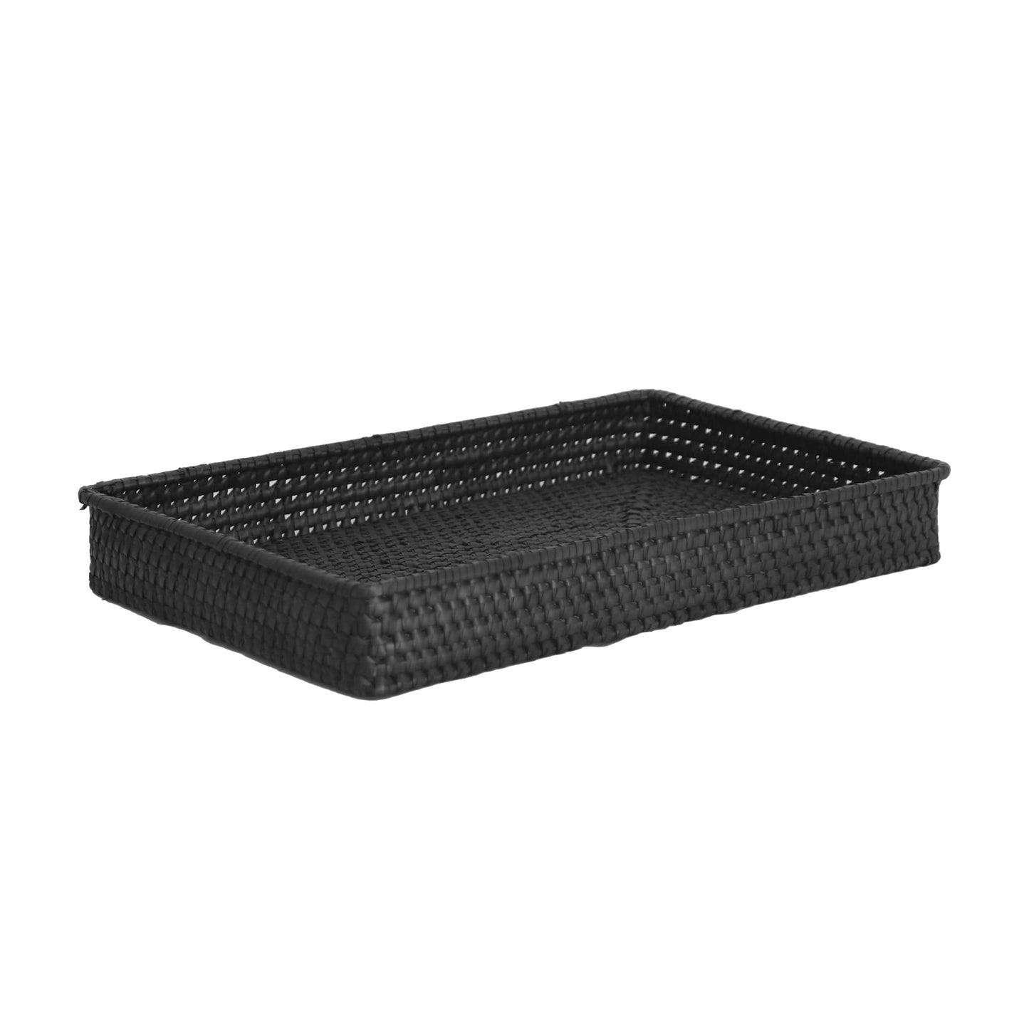 Handcrafted Palmyrah Rectangular tray with metal - Black
