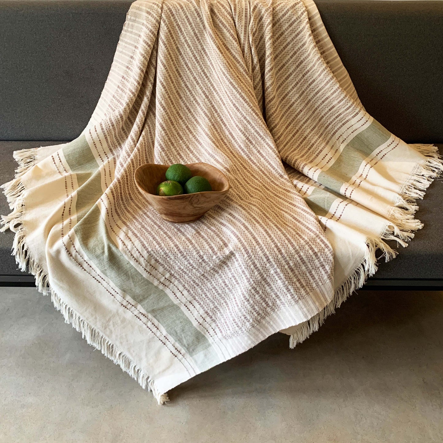Handwoven Glitch Light weight Throws Olive