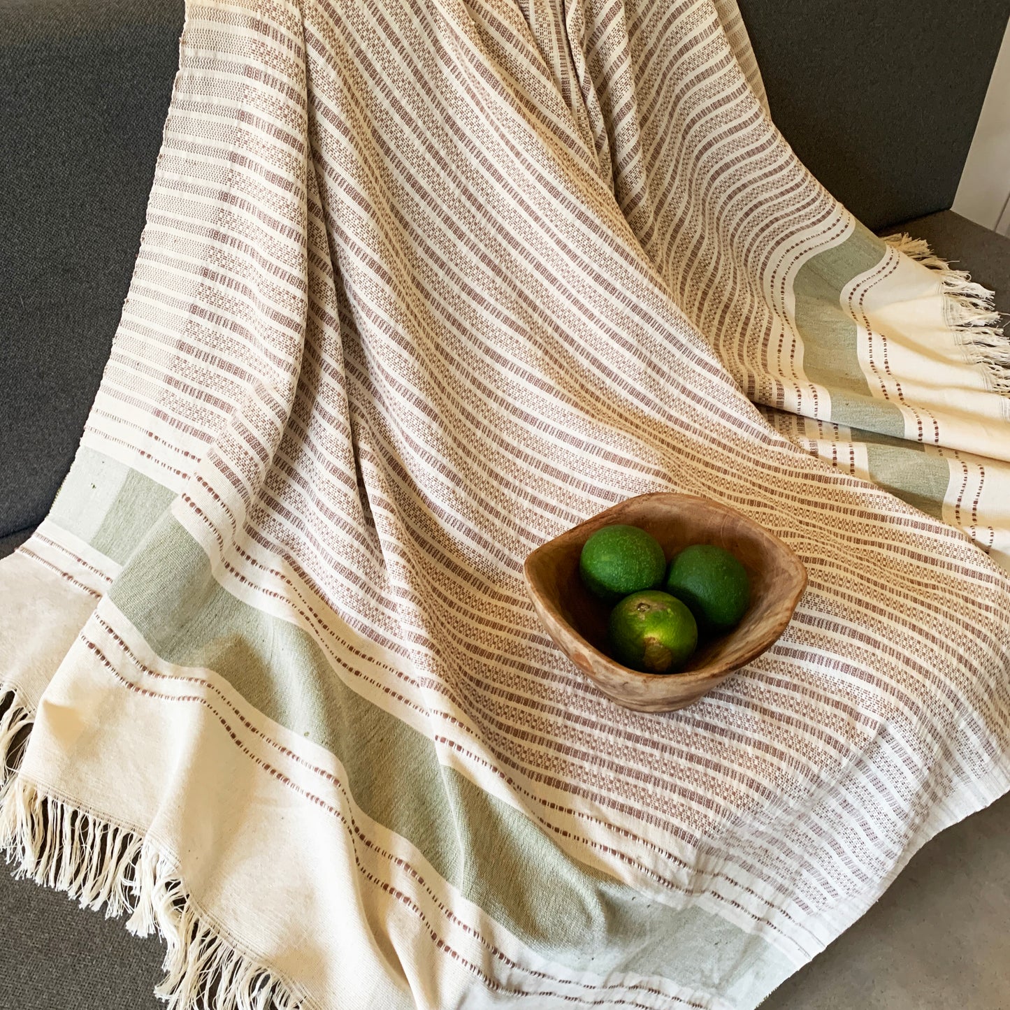 Handwoven Glitch Light weight Throws Olive