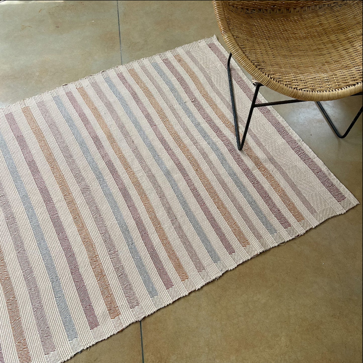 Handwoven herring dunes rug- multi colored