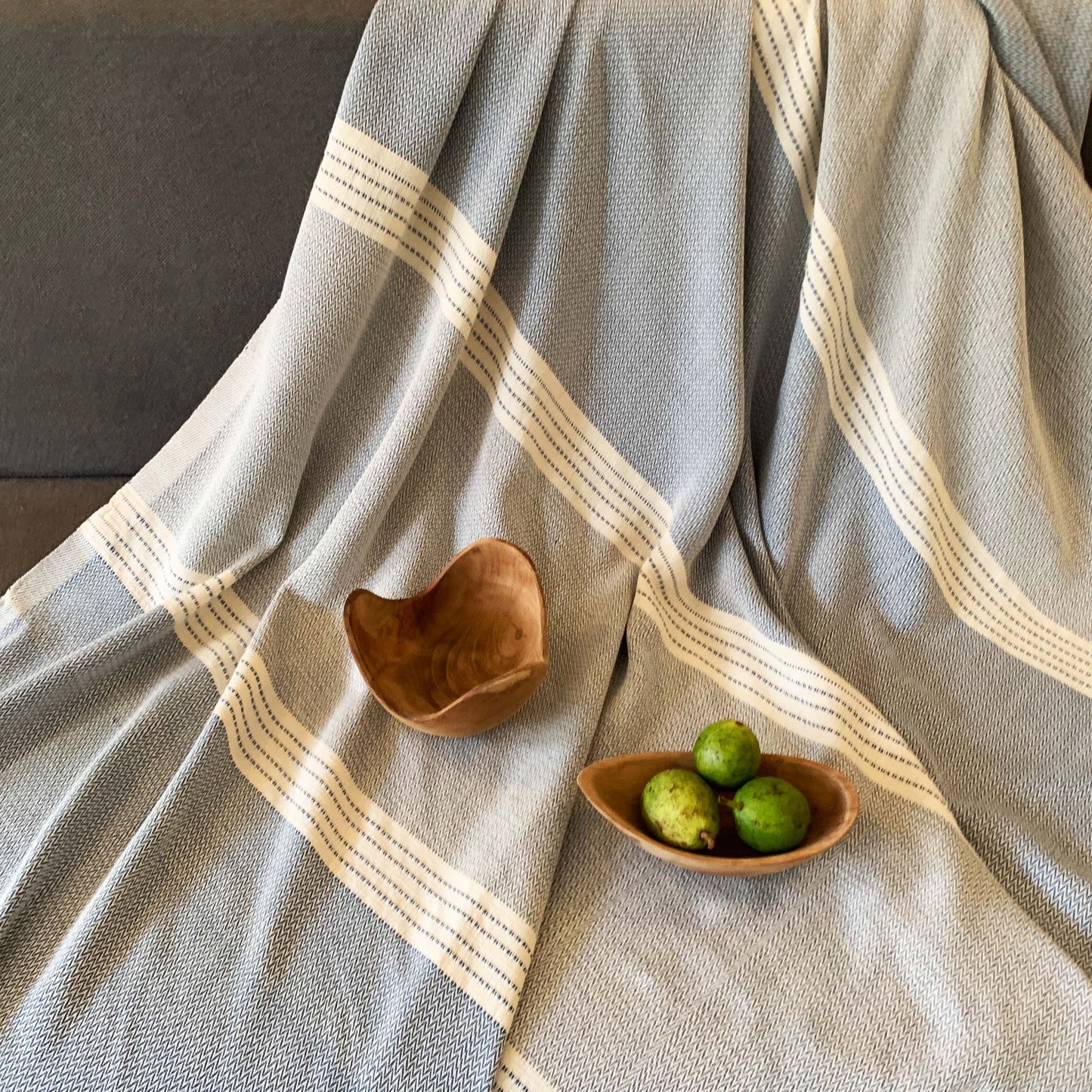Handwoven Macadame Light Weight Throw- Raw warp with Alu weft