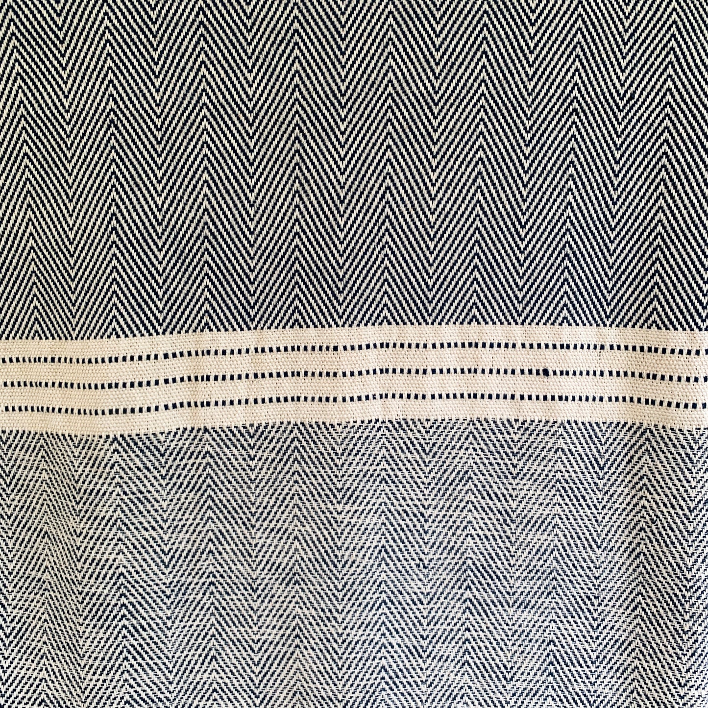 Handwoven Macadame Twill Light weight Throw - Raw Navy Ink
