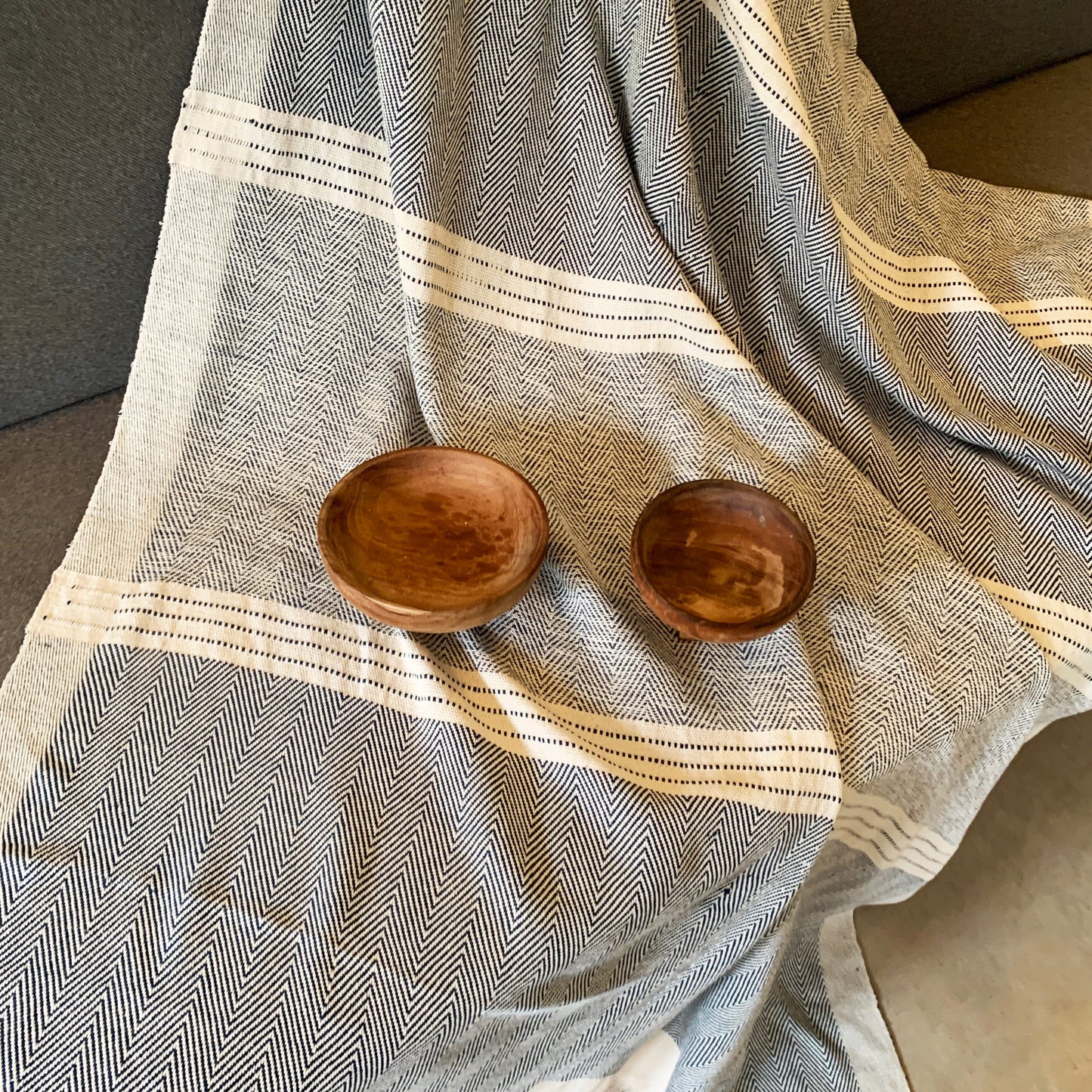 Handwoven Macadame Twill Light weight Throw - Raw Navy Ink