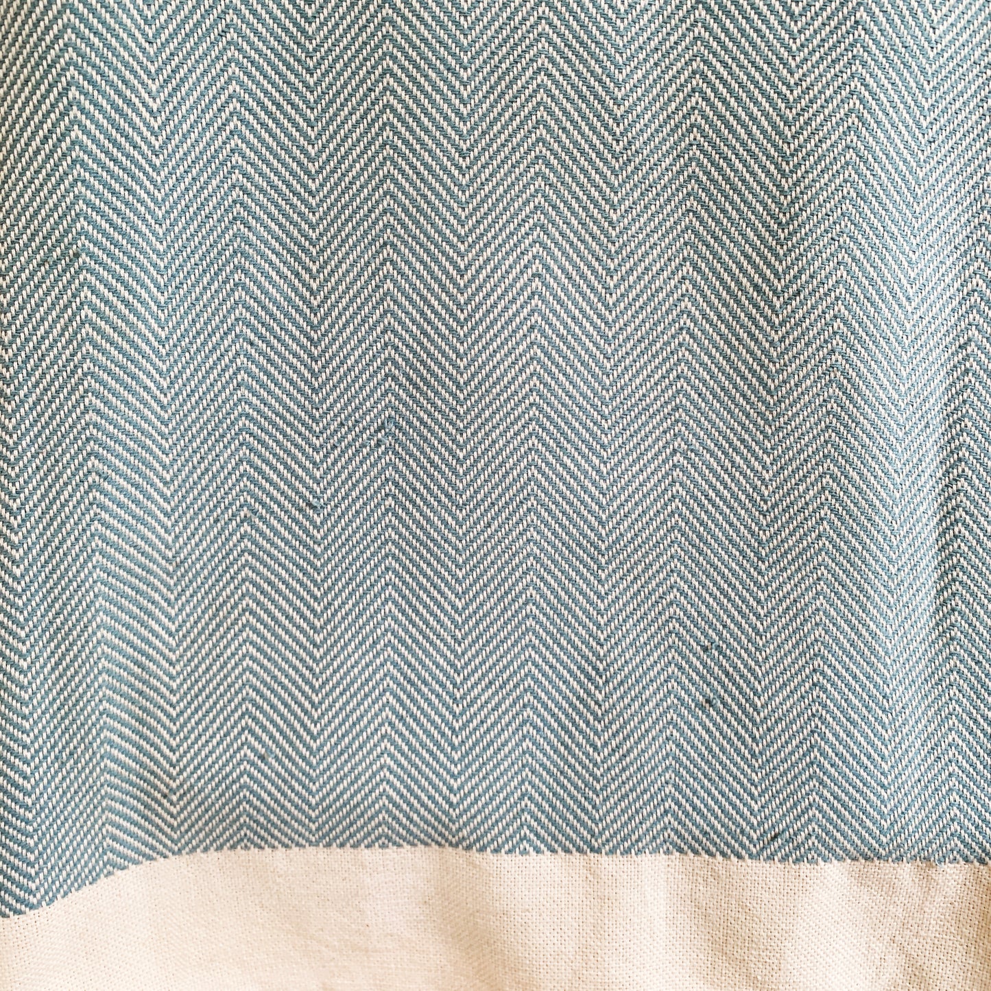 Handwoven Macadame Twill Lightweight Throw - Raw & Ice Blue