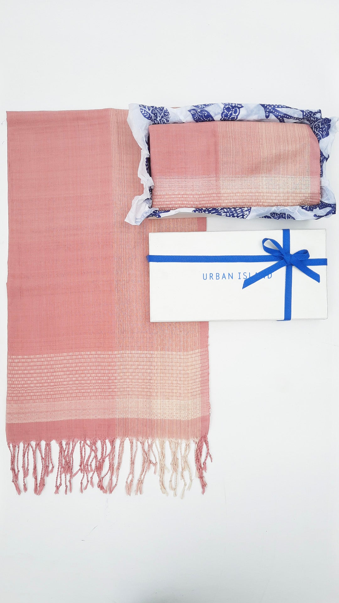 Handwoven Peach Pink shawl - Cotton