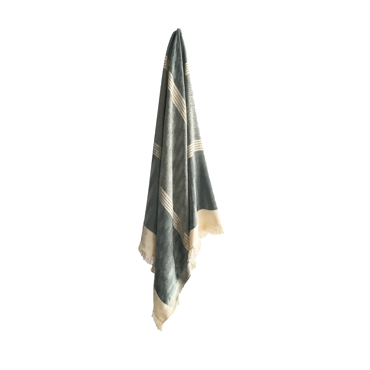 Handwoven Light Weight Throw Macadam - Raw with Black