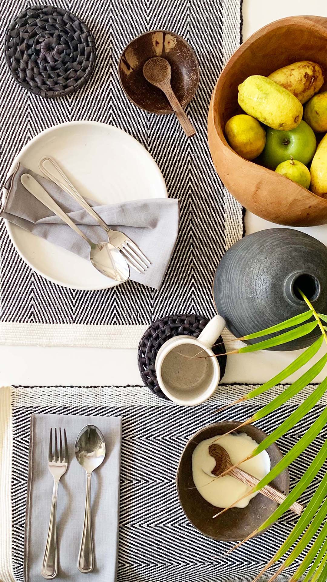 Handwoven Placemat Herring - Steel