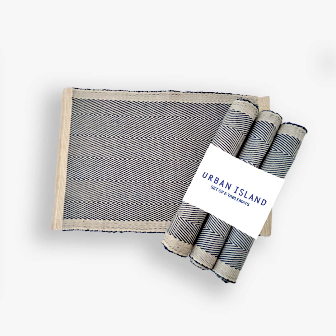Handwoven Herring Place Mat – Raw Navy ink