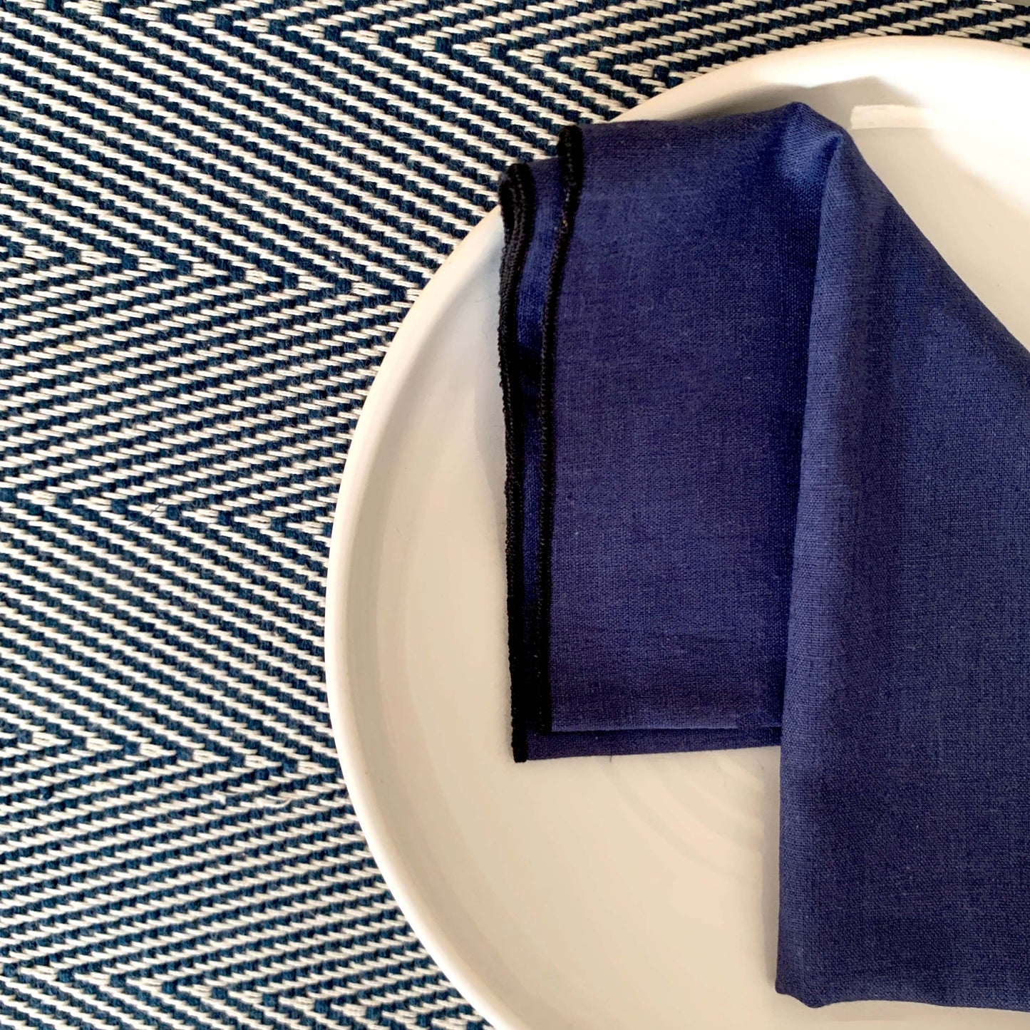 Handwoven Herring Place Mat – Raw Navy ink