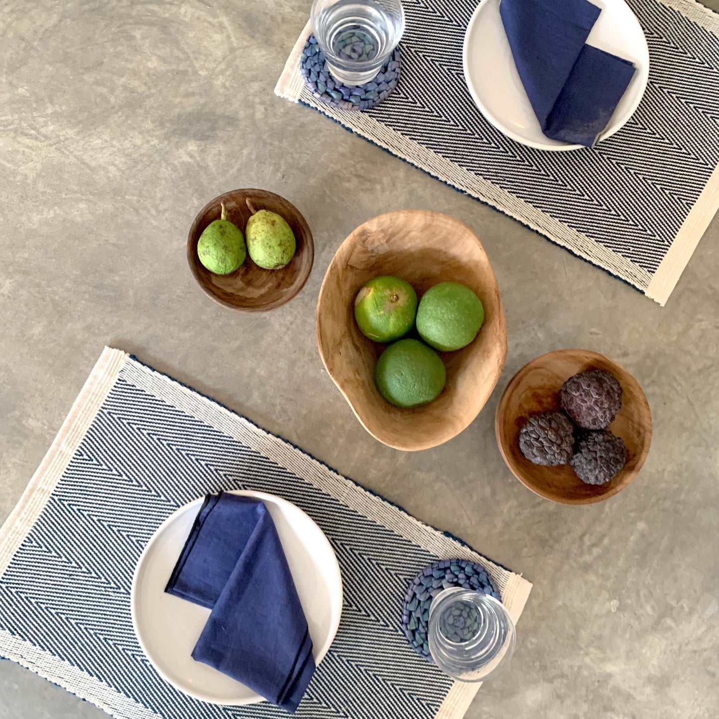 Handwoven Herring Place Mat – Raw Navy ink