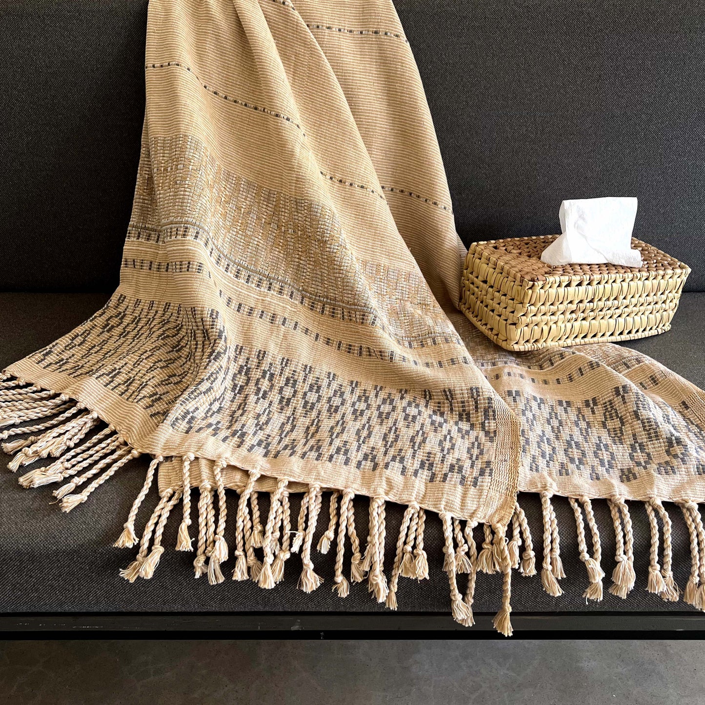 Handwoven Throw - Nude Grey Range 1