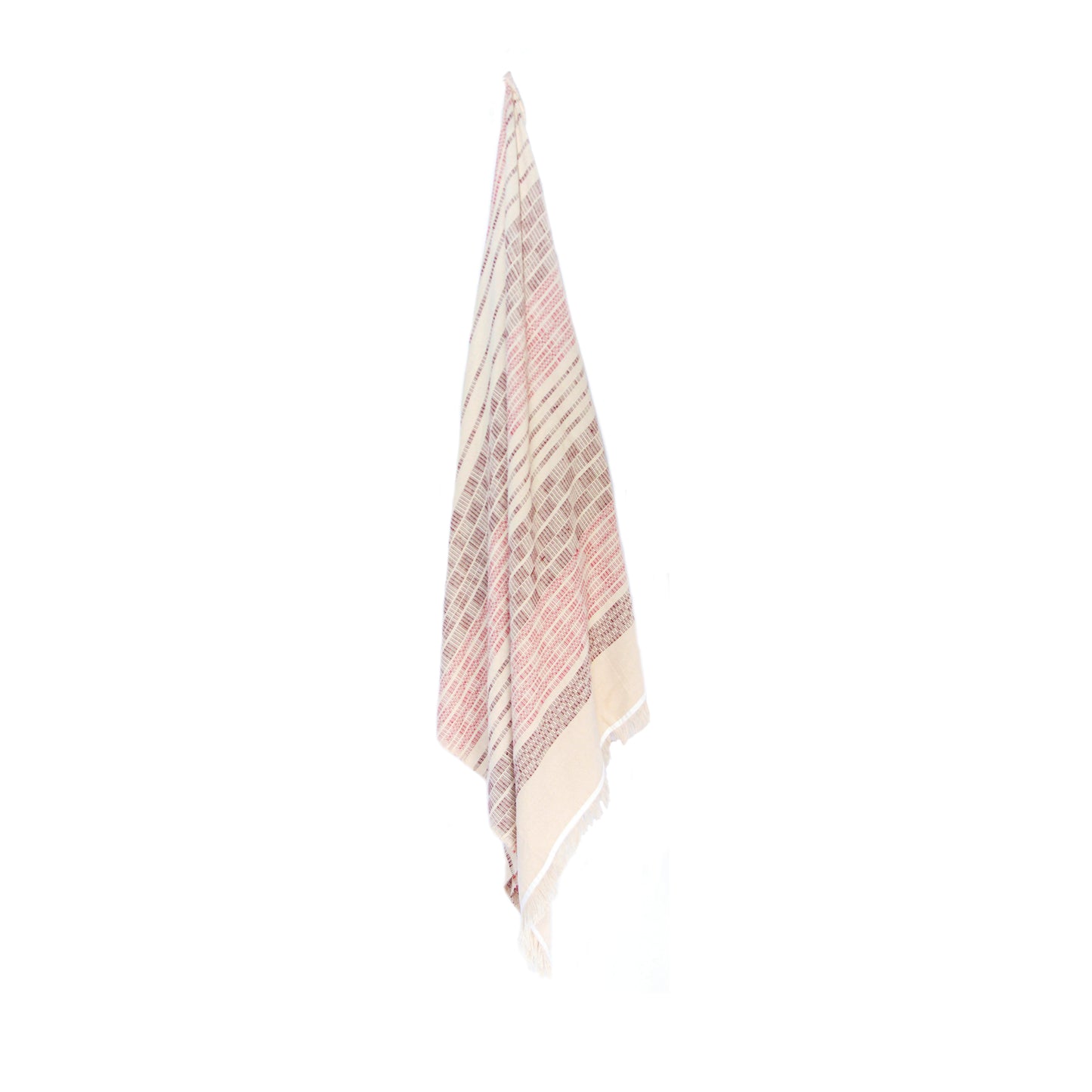 Handwoven Light Weight Throw – Raw with Maroon & Fuchsia Pink