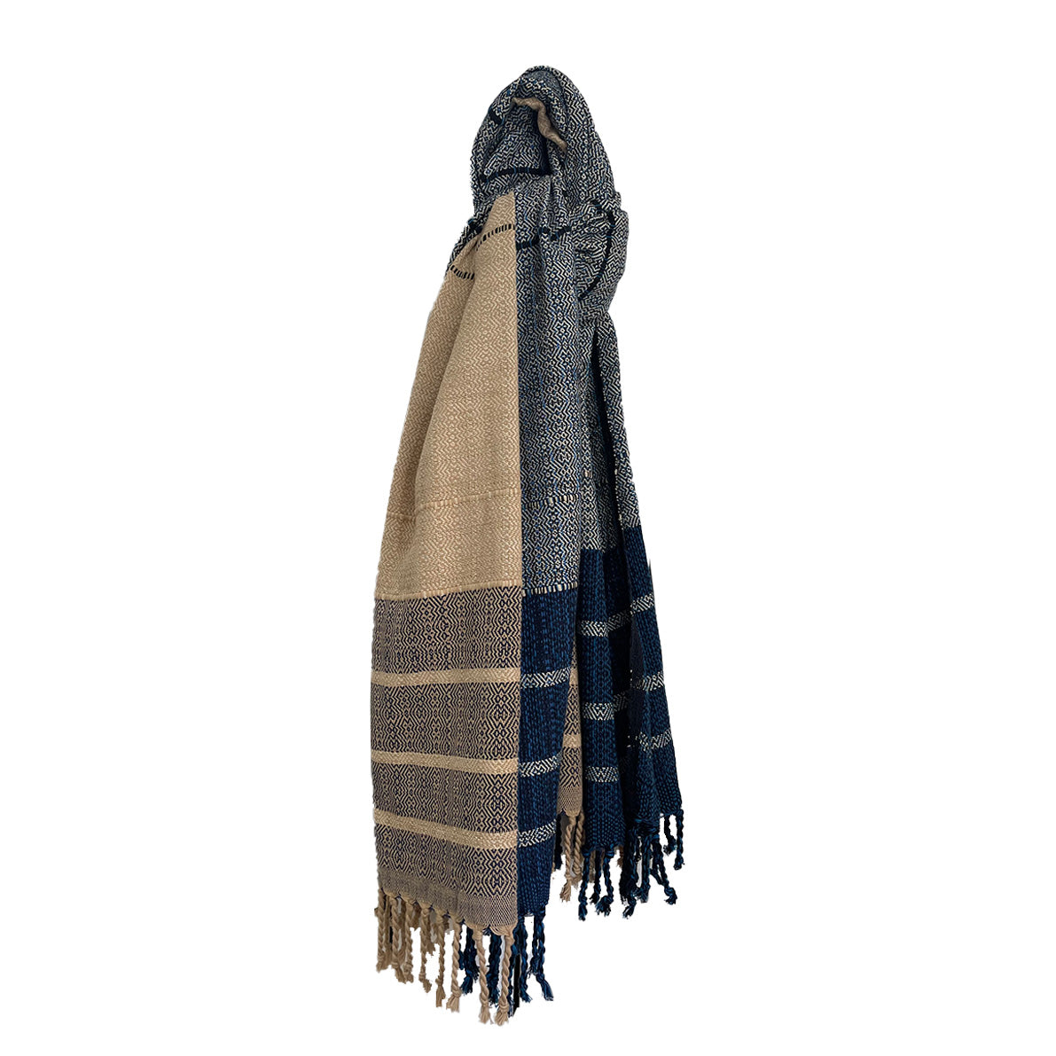 Handwoven Blue with gold throw
