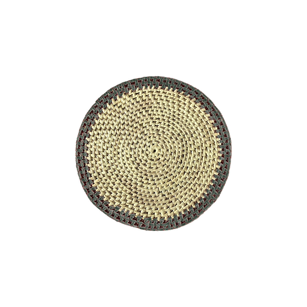 Palmyra Round Placemat - Natural with Khakhi Border
