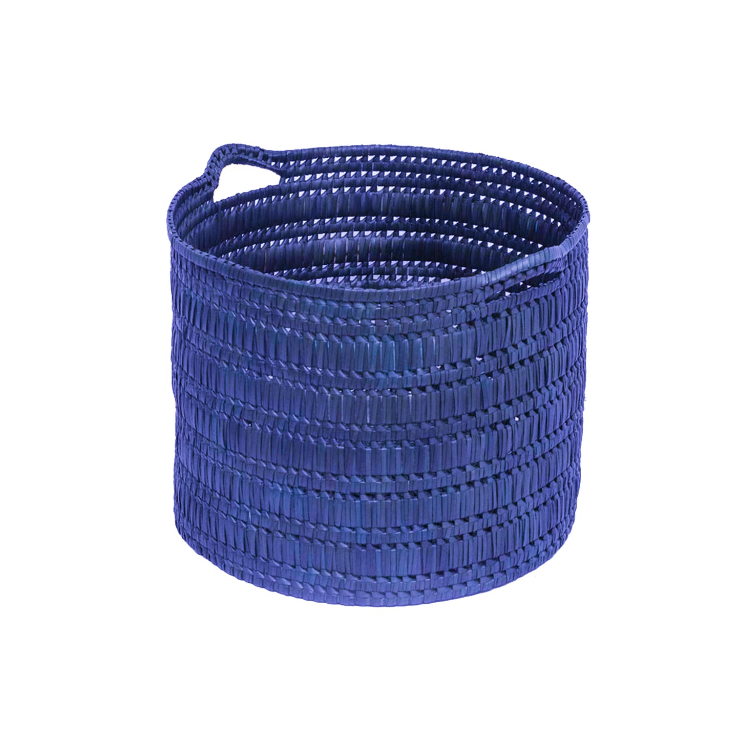 Handcrafted Palmyrah Basket with Handle - Royal Blue