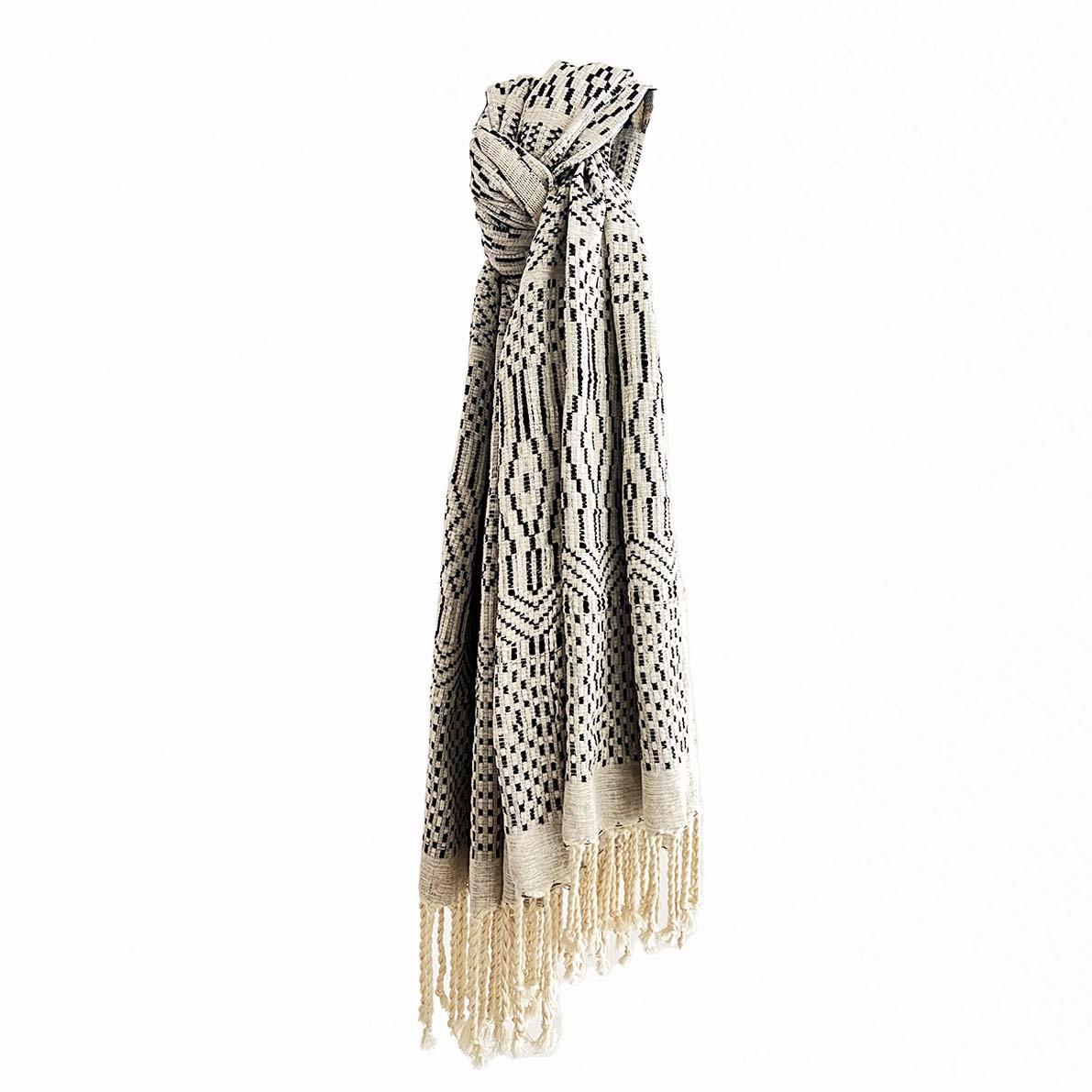 Handwoven Nagolla Kalu Throw – Raw with Black