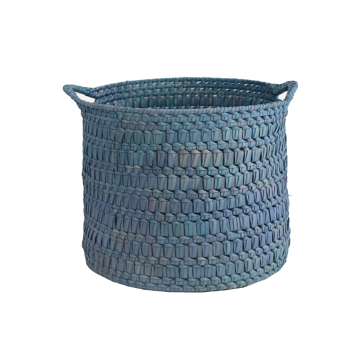 Handcrafted Palmyrah Basket with Handle - Navy