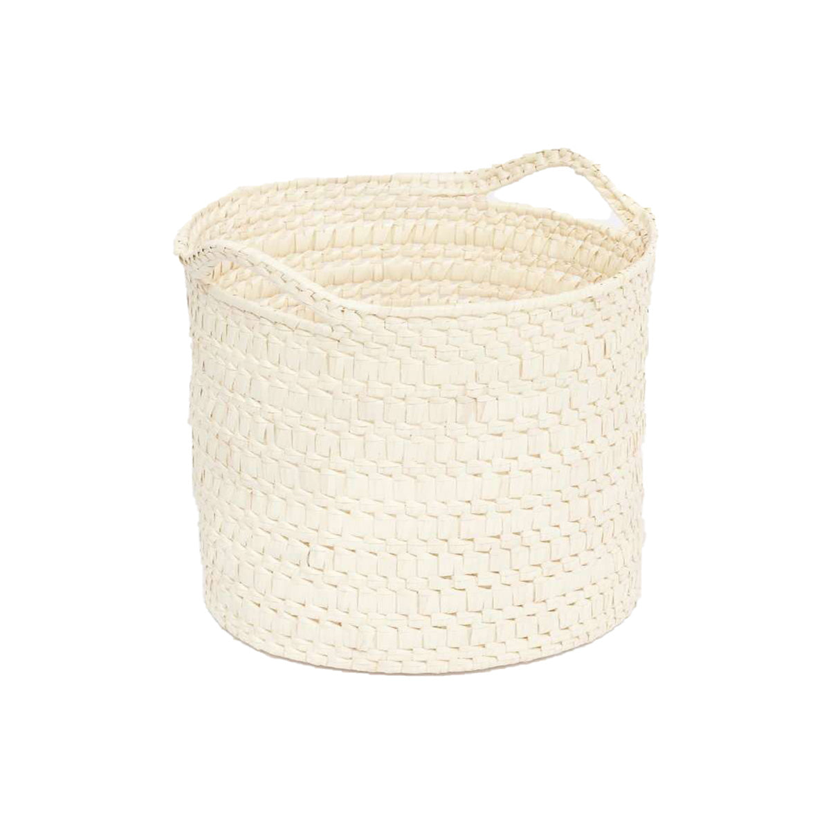 Handcrafted Palmyrah Basket with Handle - Natural