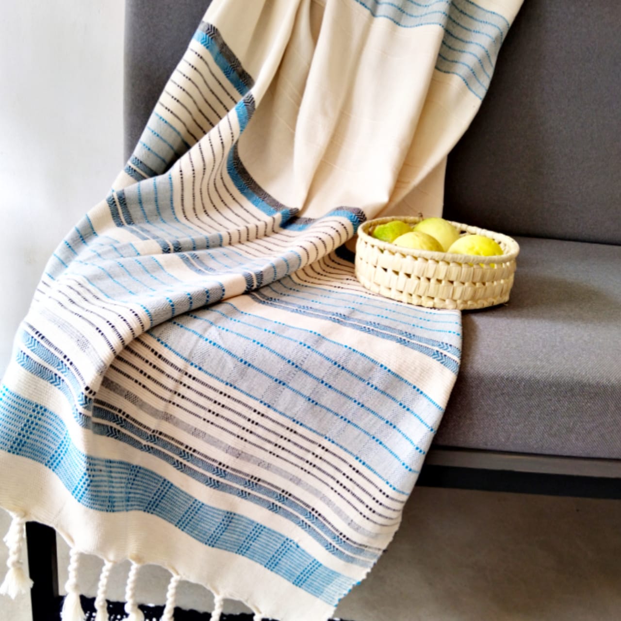 Handwoven Throw - Blue Range 4