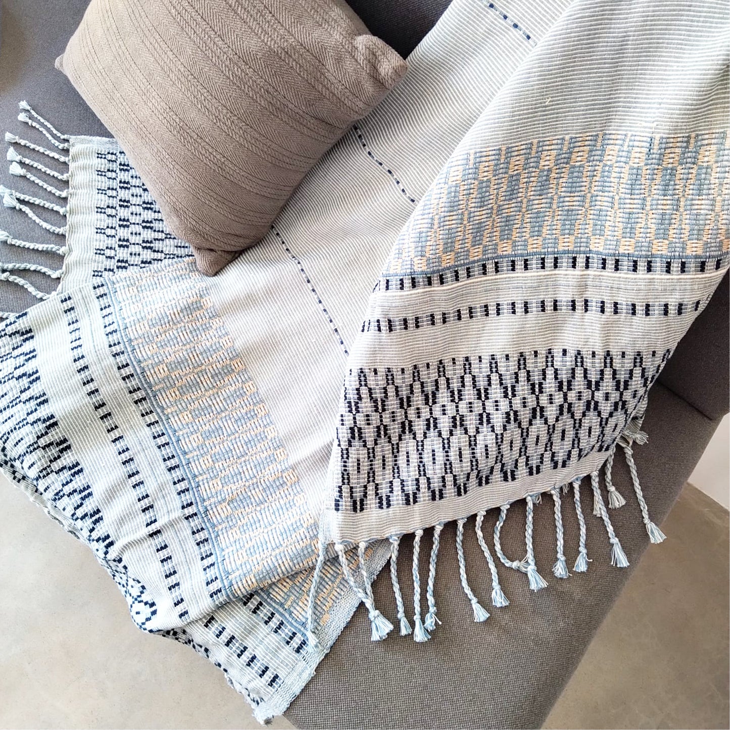 Handwoven Throw Blue Range 2