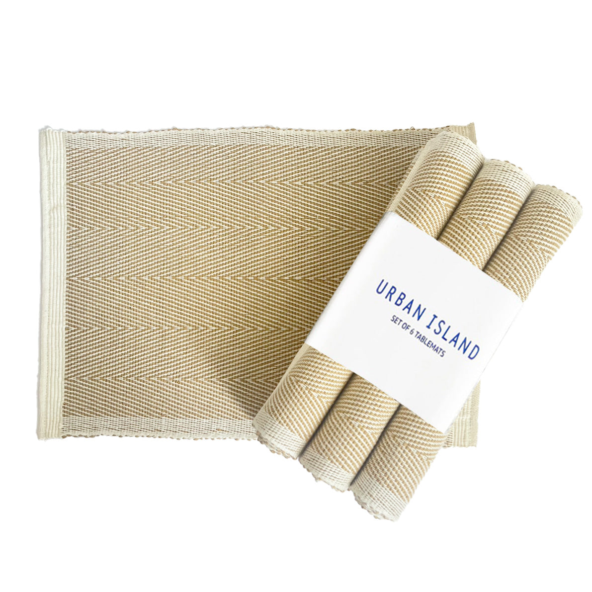Handwoven Placemat Herring Waves - Beige