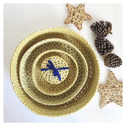 Hand woven Palmyrah Baskets and Coaster Set